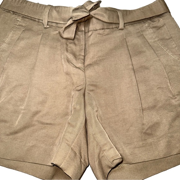 TOMMY HILFIGER Womens Tan Pocketed Belted Pleated High Waist Shorts size 2✨ - Picture 3 of 9